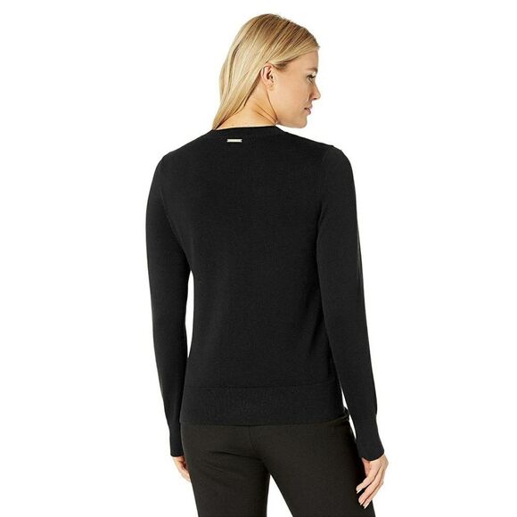 New! MICHAEL KORS Women's Grommet Lace-up Black Sweater Cotton-Blend Size Small - Picture 8 of 8